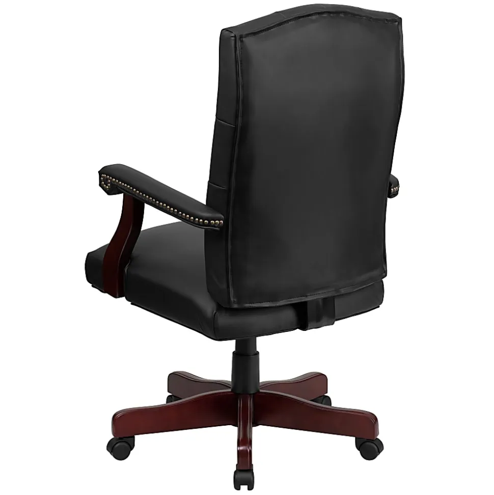 Flash Furniture Martha Washington LeatherSoft Faux Leather High-Back Swivel Office Chair, Black