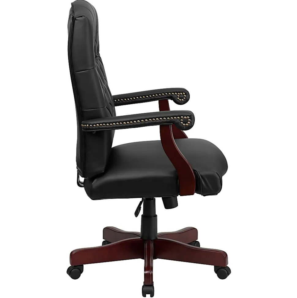 Flash Furniture Martha Washington LeatherSoft Faux Leather High-Back Swivel Office Chair, Black
