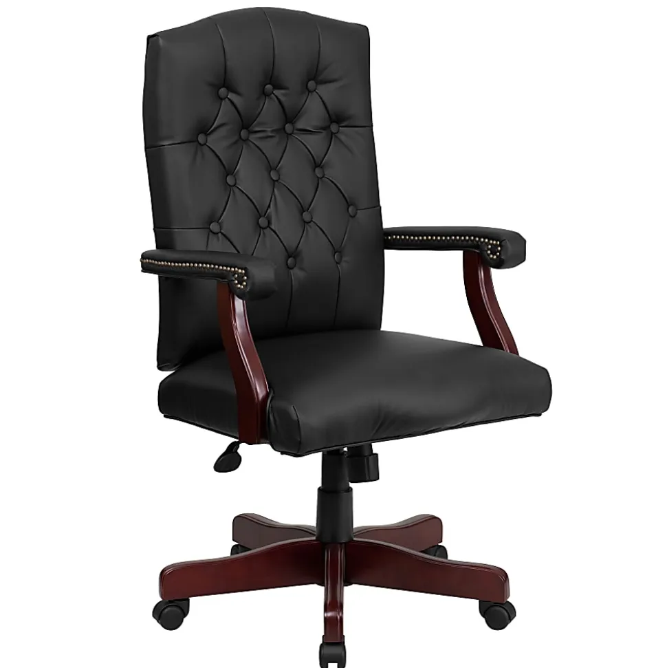 Flash Furniture Martha Washington LeatherSoft Faux Leather High-Back Swivel Office Chair, Black
