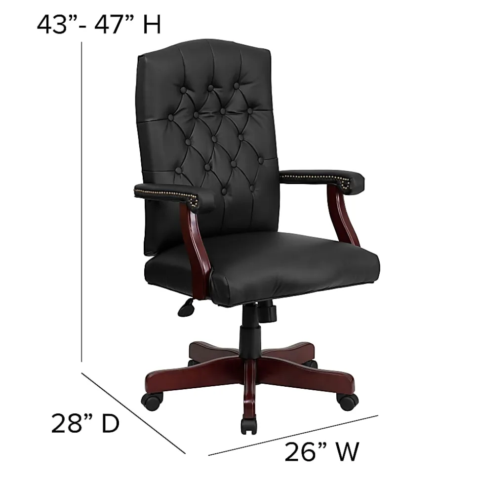Flash Furniture Martha Washington LeatherSoft Faux Leather High-Back Swivel Office Chair, Black