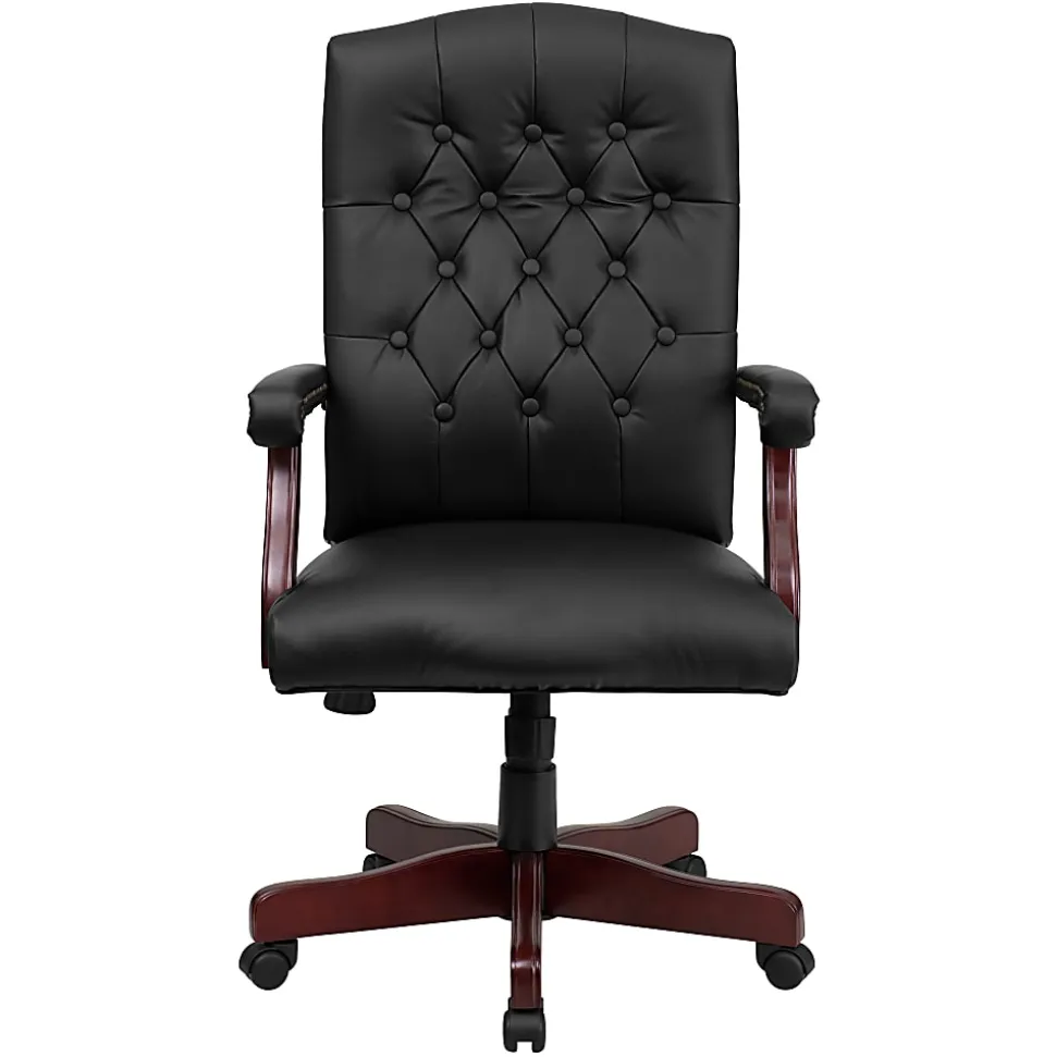 Flash Furniture Martha Washington LeatherSoft Faux Leather High-Back Swivel Office Chair, Black