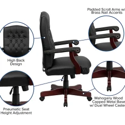 Flash Furniture Martha Washington LeatherSoft Faux Leather High-Back Swivel Office Chair, Black