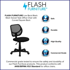 Flash Furniture Mesh Low-Back Swivel Task Chair, Black