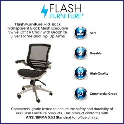 Flash Furniture Mesh Mid-Back Executive Office Chair, Black/Graphite Silver