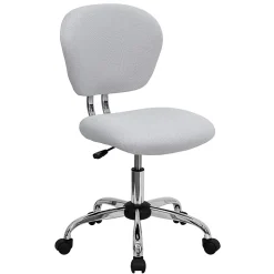 Flash Furniture Mesh Mid-Back Swivel Task Chair, White/Silver