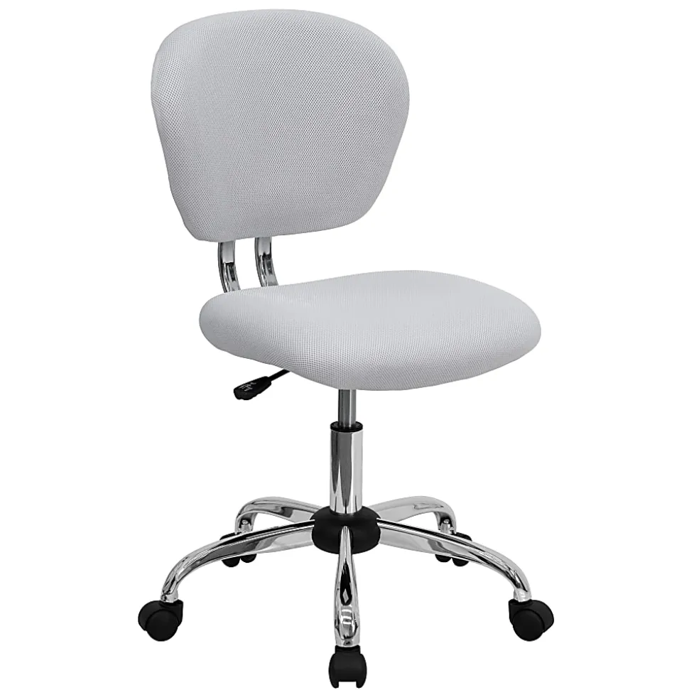 Flash Furniture Mesh Mid-Back Swivel Task Chair, White/Silver