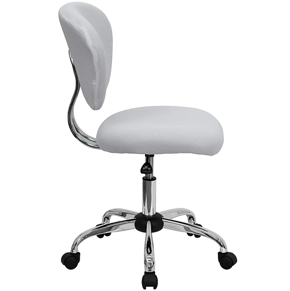 Flash Furniture Mesh Mid-Back Swivel Task Chair, White/Silver