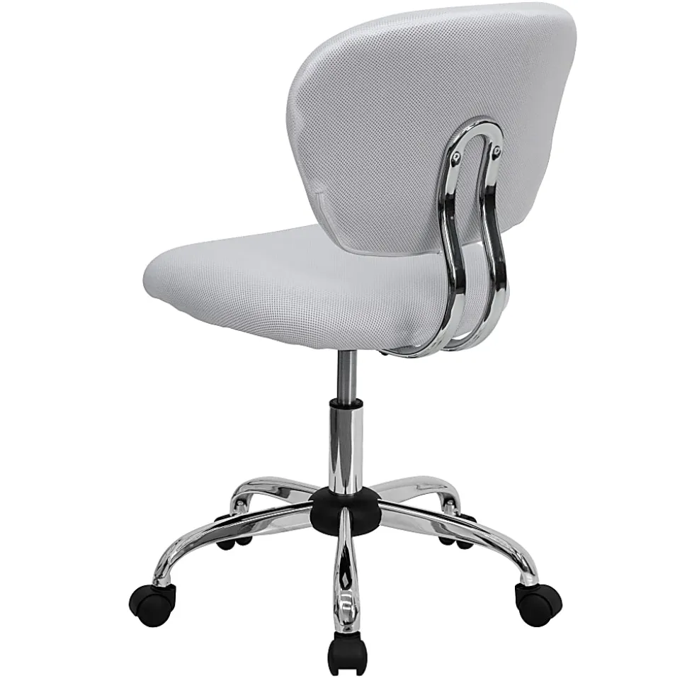 Flash Furniture Mesh Mid-Back Swivel Task Chair, White/Silver