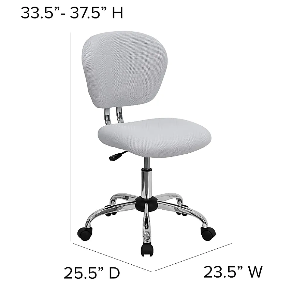 Flash Furniture Mesh Mid-Back Swivel Task Chair, White/Silver