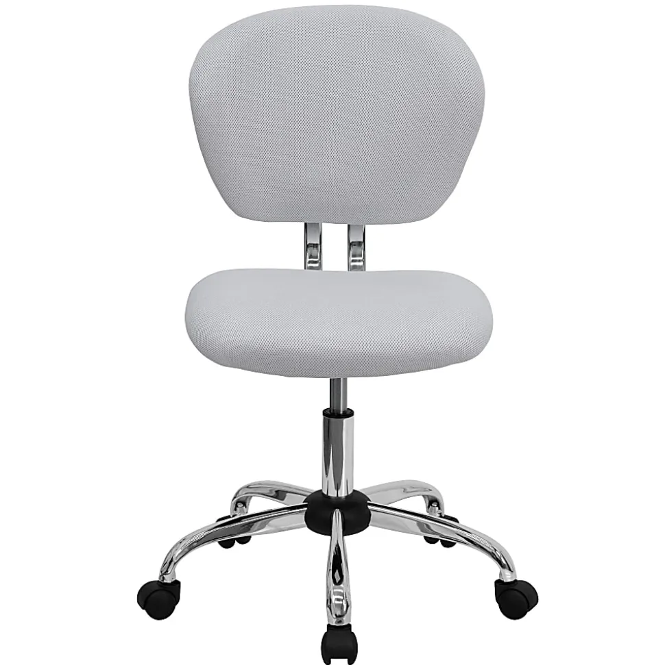 Flash Furniture Mesh Mid-Back Swivel Task Chair, White/Silver