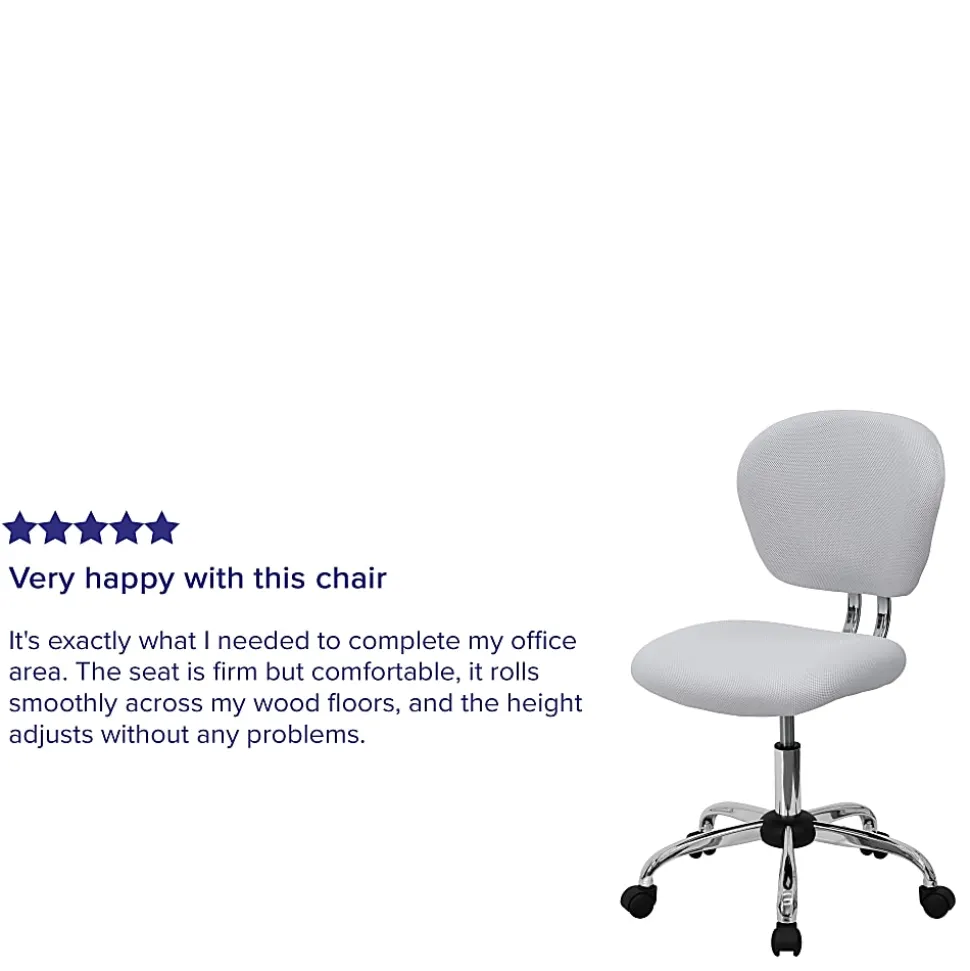Flash Furniture Mesh Mid-Back Swivel Task Chair, White/Silver