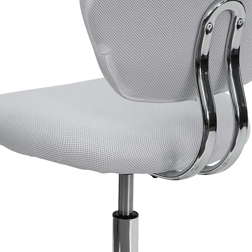 Flash Furniture Mesh Mid-Back Swivel Task Chair, White/Silver