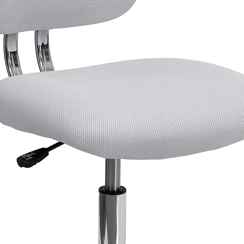 Flash Furniture Mesh Mid-Back Swivel Task Chair, White/Silver