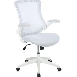 Flash Furniture Mesh Mid-Back Swivel Task Chair With Flip-Up Arms, White
