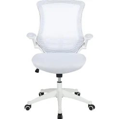 Flash Furniture Mesh Mid-Back Swivel Task Chair With Flip-Up Arms, White