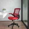 Flash Furniture Mesh Mid-Back Swivel Task Chair With Flip-Up Arms, Red/Black