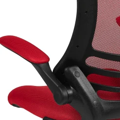 Flash Furniture Mesh Mid-Back Swivel Task Chair With Flip-Up Arms, Red/Black