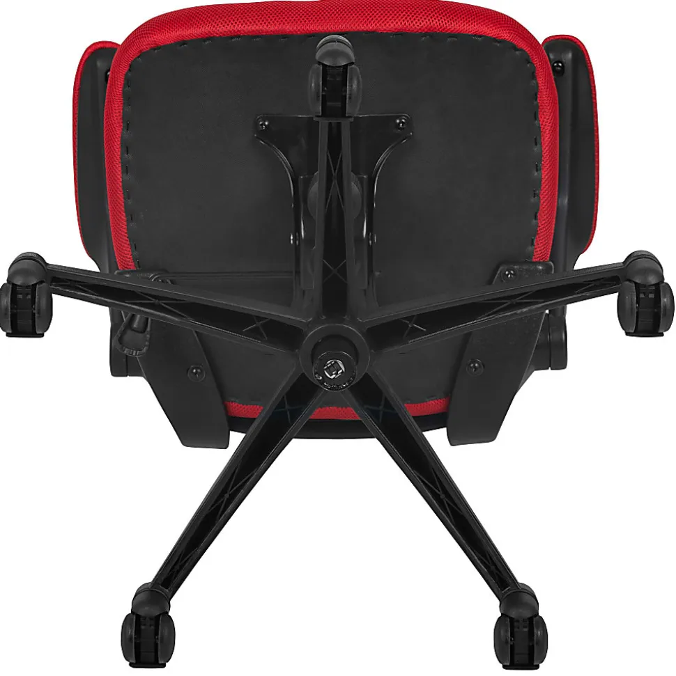 Flash Furniture Mesh Mid-Back Swivel Task Chair With Flip-Up Arms, Red/Black