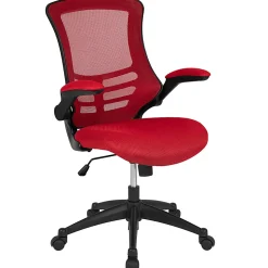 Flash Furniture Mesh Mid-Back Swivel Task Chair With Flip-Up Arms, Red/Black