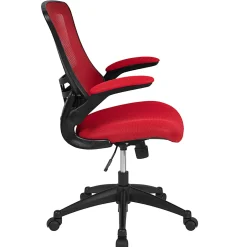 Flash Furniture Mesh Mid-Back Swivel Task Chair With Flip-Up Arms, Red/Black
