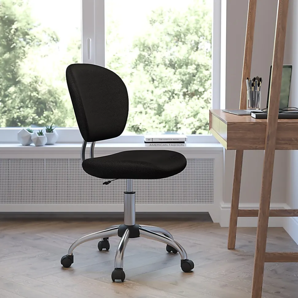 Flash Furniture Mesh Mid-Back Swivel Task Chair, Black/Silver