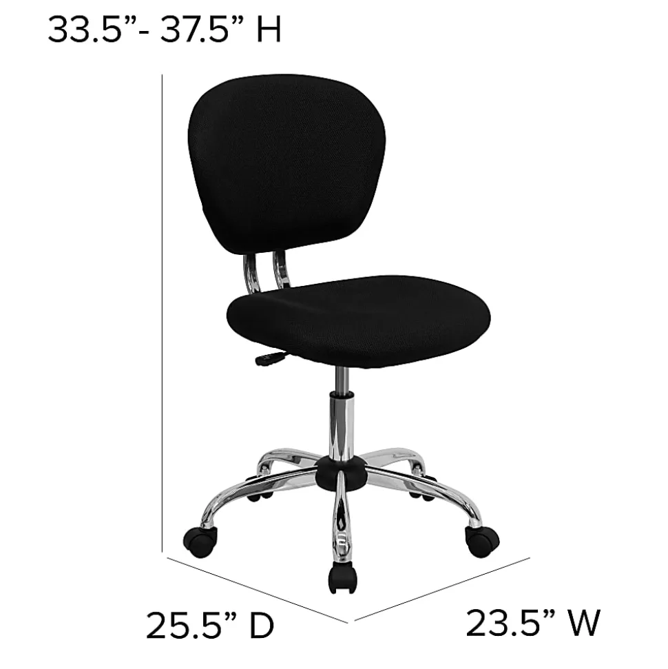 Flash Furniture Mesh Mid-Back Swivel Task Chair, Black/Silver