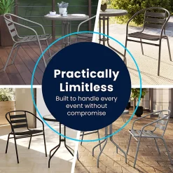 Flash Furniture Metal Slat-Back Restaurant Stack Chair, 28-1/2
