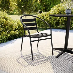 Flash Furniture Metal Slat-Back Restaurant Stack Chair, 28-1/2