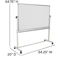 Flash Furniture Mobile Reversible Magnetic Dry-Erase Whiteboard, 64 3/4