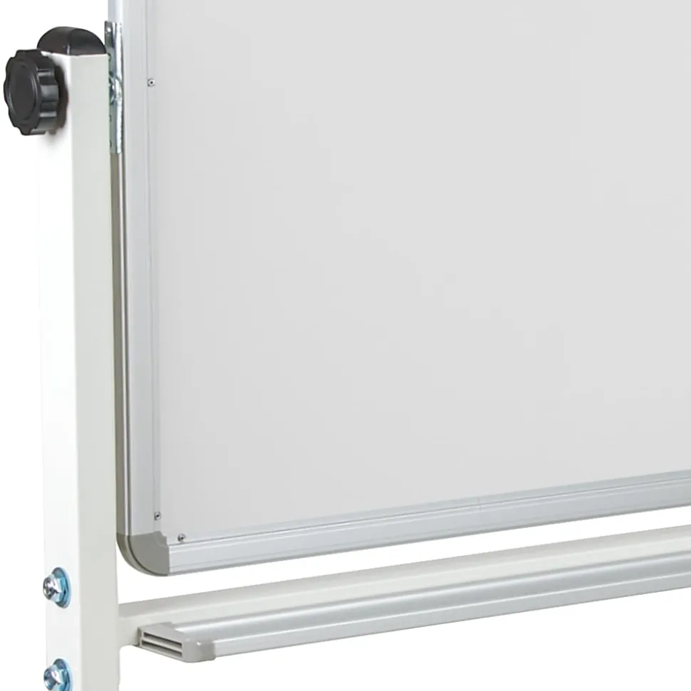 Flash Furniture Mobile Reversible Magnetic Dry-Erase Whiteboard, 64 3/4" x 64 1/4", Aluminum Frame With Silver Finish