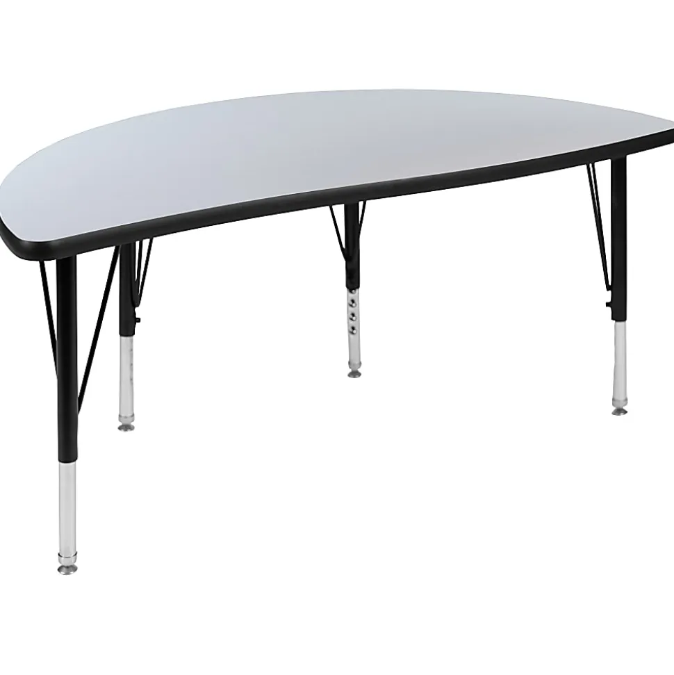 Flash Furniture 76" Oval Wave Flexible Laminate Activity Table Set With 14" Student Stack Chairs, Gray