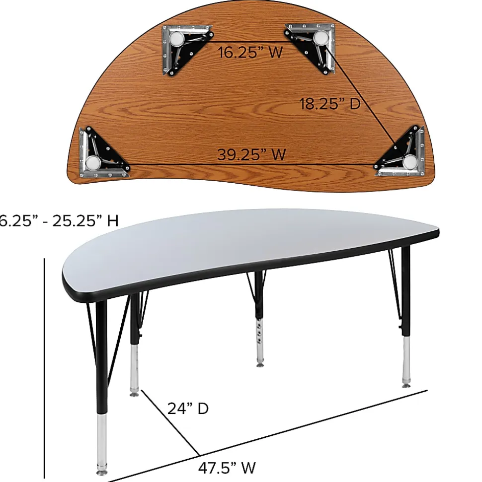 Flash Furniture 76" Oval Wave Flexible Laminate Activity Table Set With 14" Student Stack Chairs, Gray