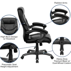 Flash Furniture Overstuffed Ergonomic LeatherSoft™ Faux Leather High-Back Swivel Chair, Black