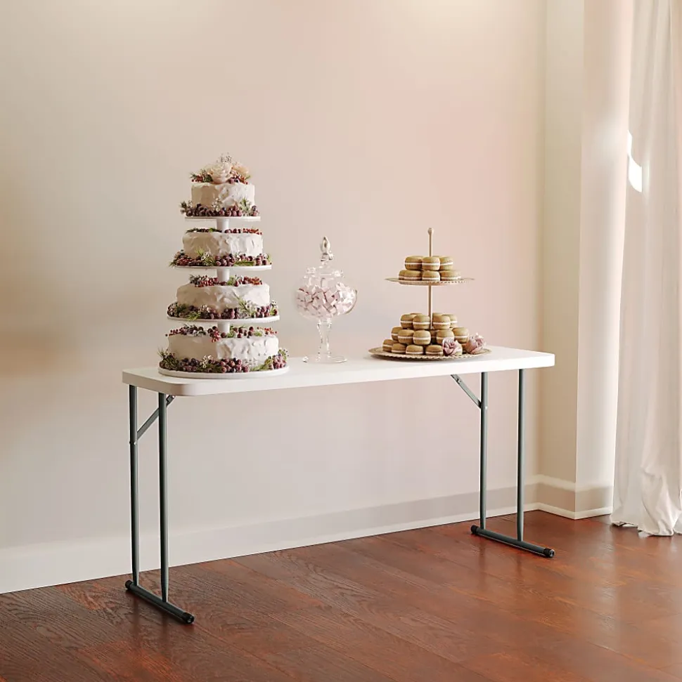 Flash Furniture Plastic Folding Table, 29"H x 24"W x 48-1/4"D, Granite White