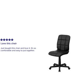 Flash Furniture Quilted Vinyl Mid-Back Swivel Task Chair, Armless, Â Black