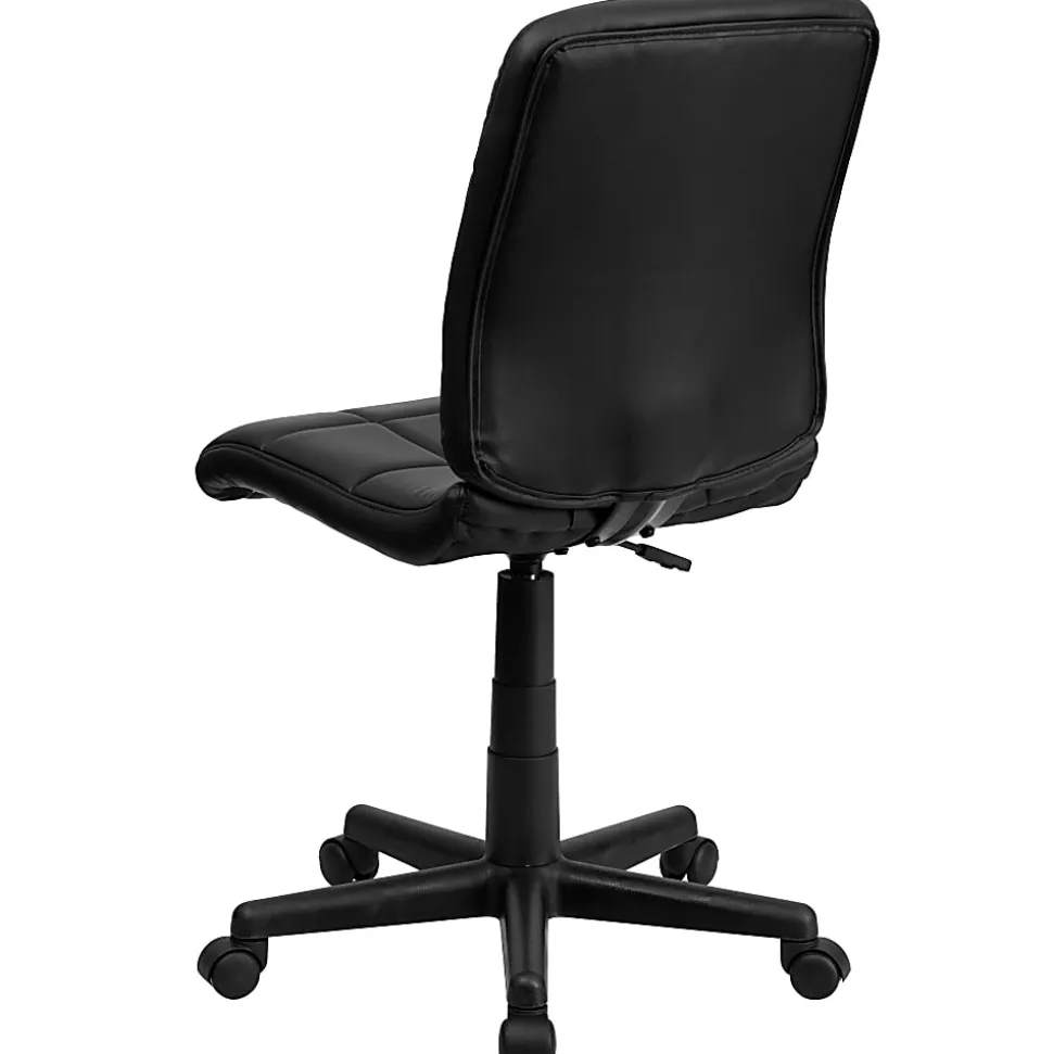 Flash Furniture Quilted Vinyl Mid-Back Swivel Task Chair, Armless, Black