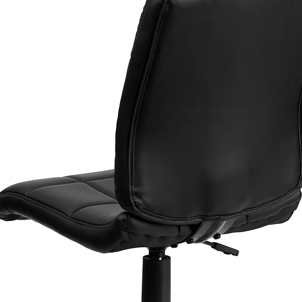 Flash Furniture Quilted Vinyl Mid-Back Swivel Task Chair, Armless, Black