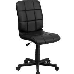Flash Furniture Quilted Vinyl Mid-Back Swivel Task Chair, Armless, Black