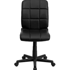 Flash Furniture Quilted Vinyl Mid-Back Swivel Task Chair, Armless, Black