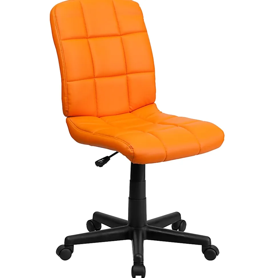 Flash Furniture Quilted Vinyl Mid-Back Swivel Task Chair, Orange/Black