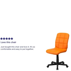 Flash Furniture Quilted Vinyl Mid-Back Swivel Task Chair, Orange/Black
