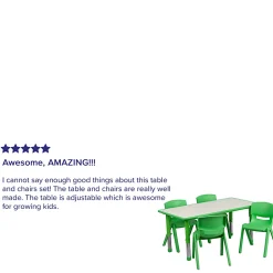 Flash Furniture Rectangular Plastic Height-Adjustable Activity Table Set With 4 Chairs, 23-1/2