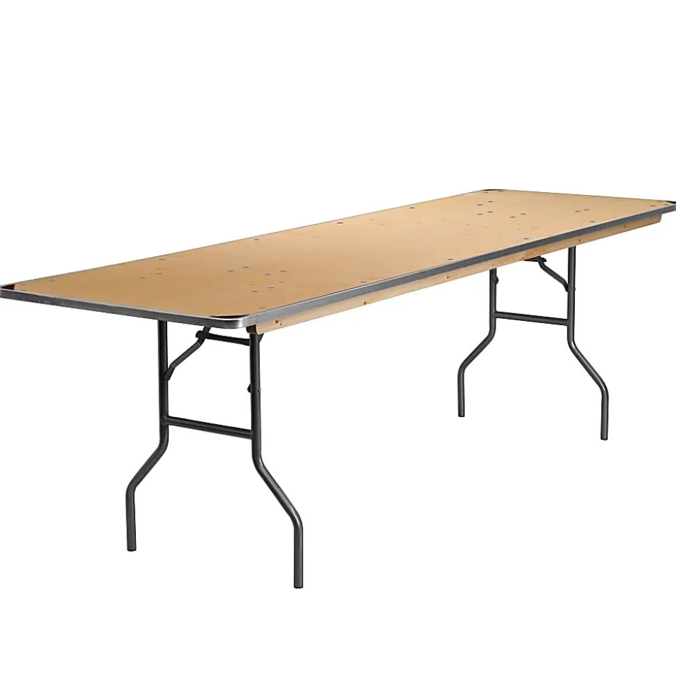 Flash Furniture Rectangular Heavy-Duty Folding Banquet Table, 30"H x 30"W x 96"D, Natural