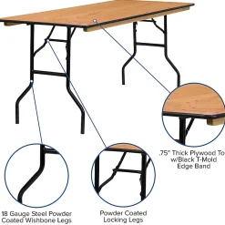 Flash Furniture Rectangular Folding Banquet Table, 30-1/4
