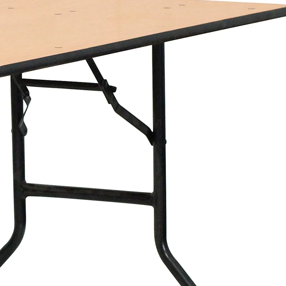 Flash Furniture Rectangular Folding Banquet Table, 30-1/4"H x 30"W x 72"D, Natural/Black