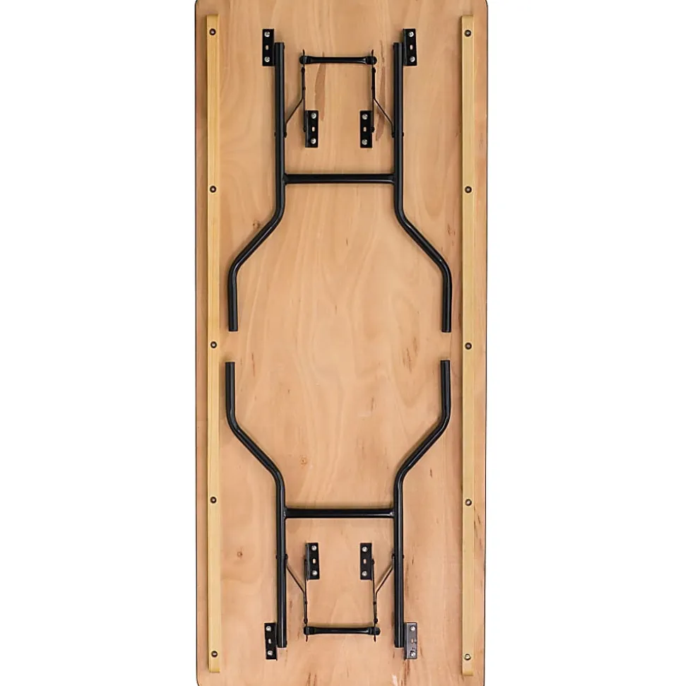 Flash Furniture Rectangular Folding Banquet Table, 30-1/4"H x 30"W x 72"D, Natural/Black