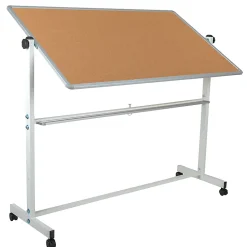 Flash Furniture Reversible Cork Bulletin/Magnetic Dry-Erase Whiteboard, 62 1/2