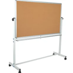 Flash Furniture Reversible Cork Bulletin/Magnetic Dry-Erase Whiteboard, 62 1/2