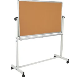 Flash Furniture Reversible Mobile Cork Board/Non-Magnetic Dry-Erase Whiteboard With Pen Tray, 59