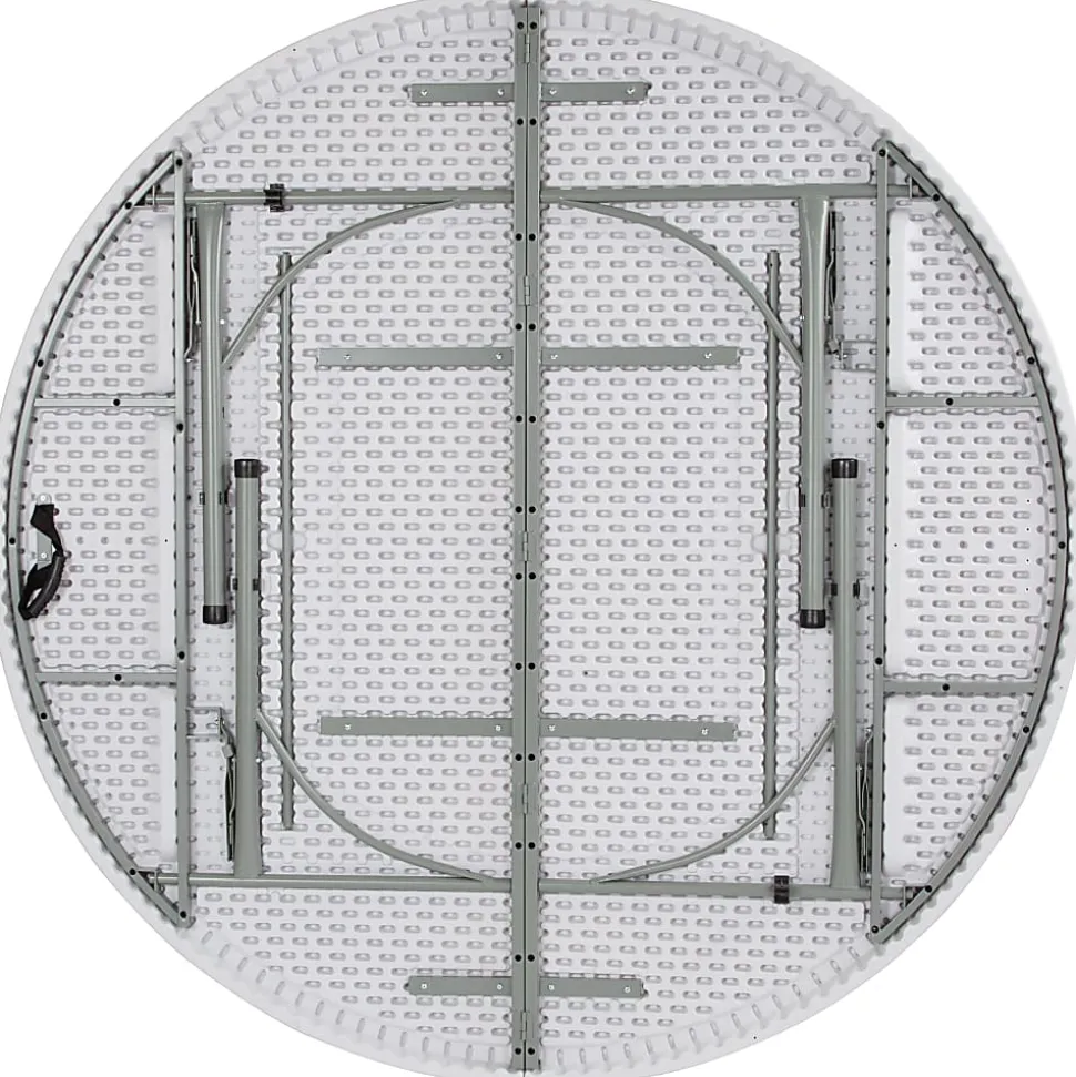 Flash Furniture Round Bi-Fold Plastic Banquet And Event Folding Table, 29"H x 71"W x 71"D, Granite White